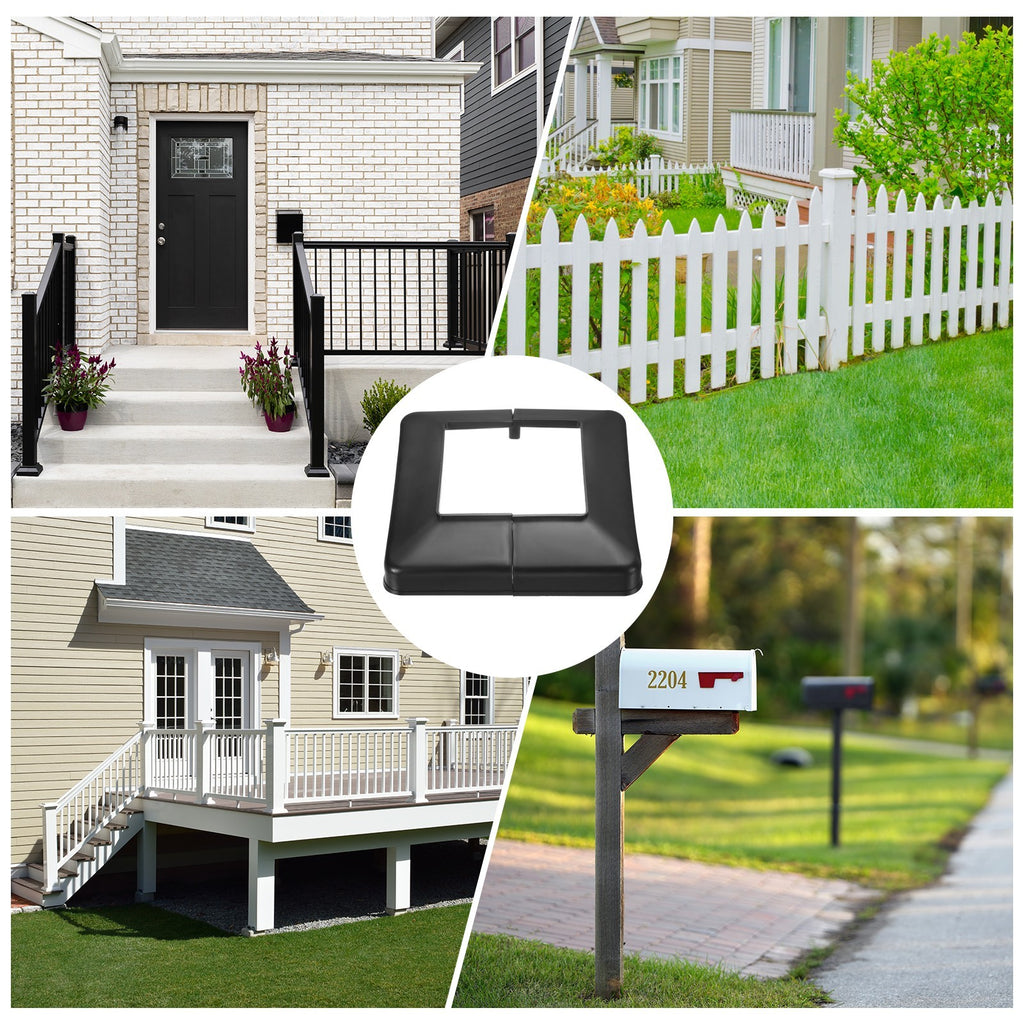 4Pcs Post Base Cover, 7x6.75 Split Style PVC Post Skirt Column Wrap(4x4)