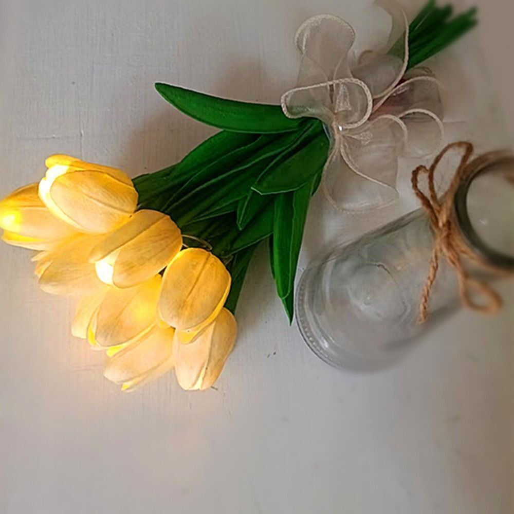10 Pack Artificial Tulip Flower LED Lamp Bedroom Atmosphere Night Light Gift