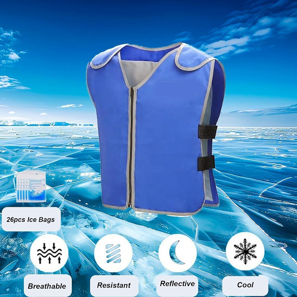 Adjustable Cooling Vest for Men & Women with 20  Ice Packs, Perfect for.*