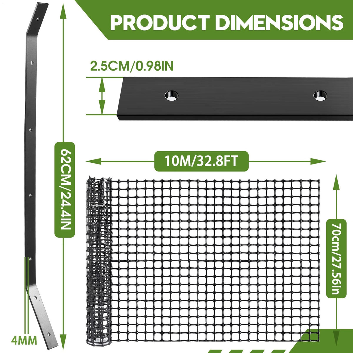 Cat Proof fence Barrier & Brackets 10M Kit - Secure Outdoor Fencing For Garden