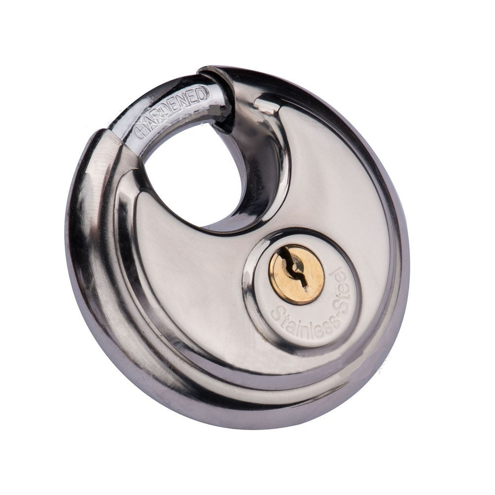 Heavy Duty High Security 70mm Round Circular Disc Steel Lock Garages Padlock UK