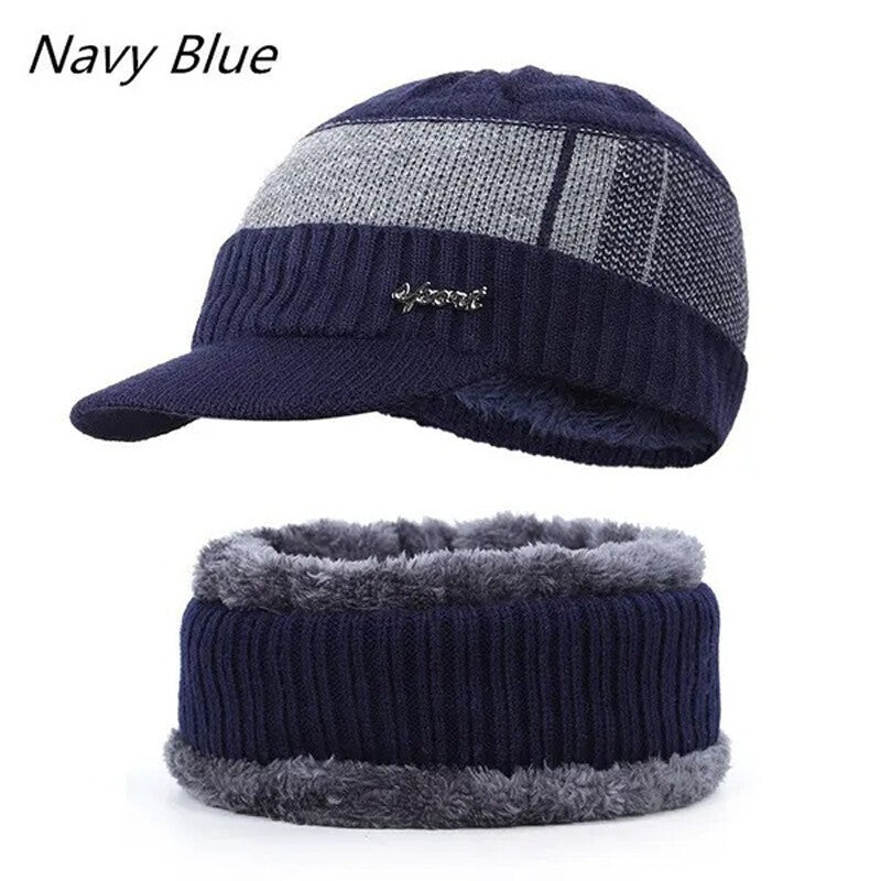 Men's Women's Winter Beanie Hat and Scarf Set Warm Fleece Knitted Cap Unisex UK