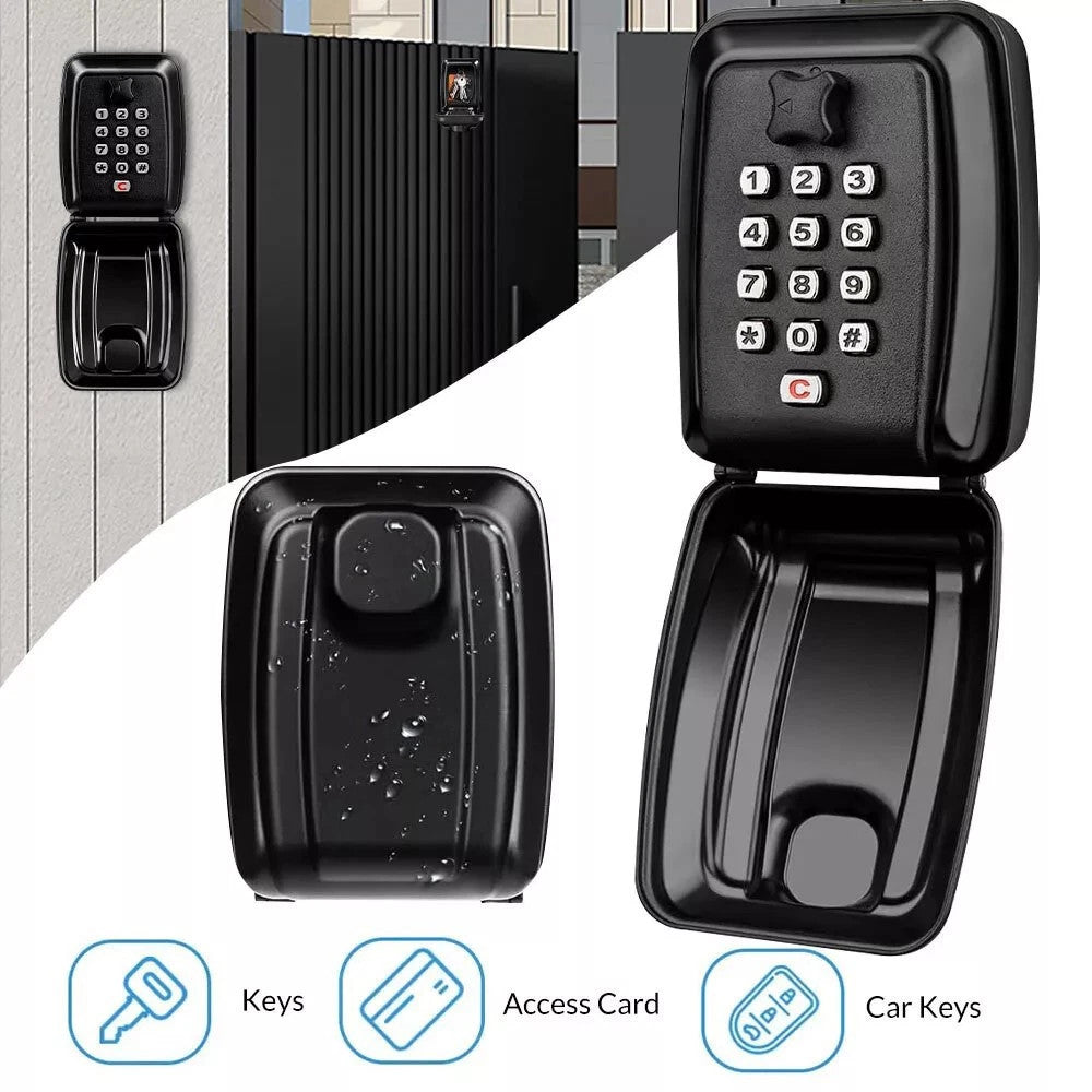 Key Safe Wall Mounted Lock Box Large Key Outdoor Lock Box 12-Digit Combination