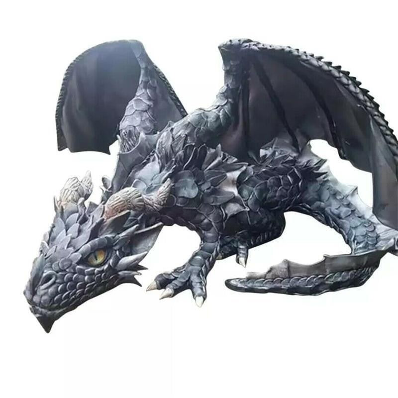 Garden Dragon Statue Outdoor Decor Courtyard Sculpture Art Resin Wall DIY