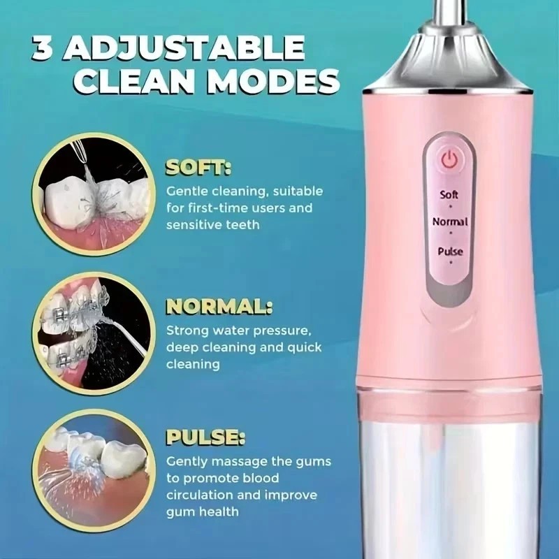 Cordless Dental Water Flosser with Jet 4 Tips Floss Oral Cleaner Irrigator Teeth