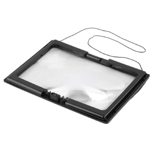 A4 Size Reading Magnifying Glass With LED Light And Stand PVC Desktop Magnifier