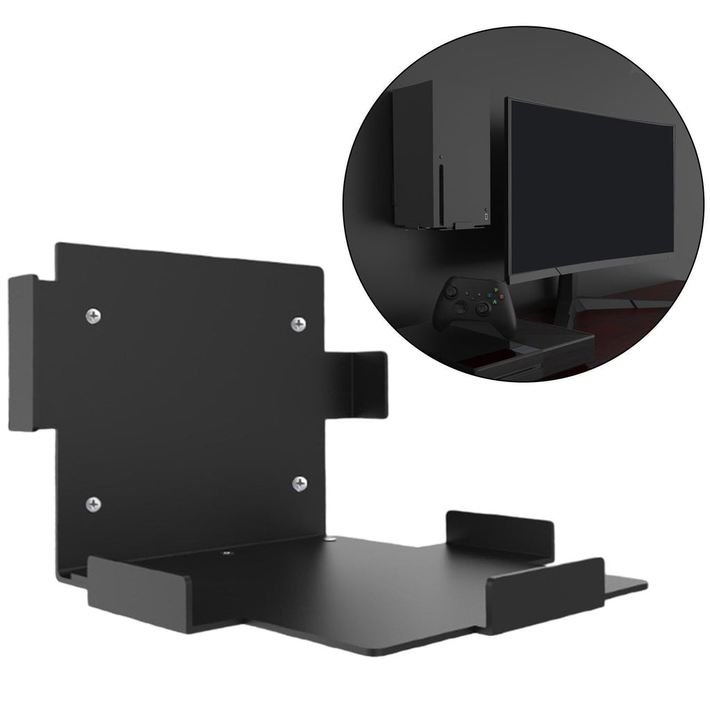 For Xbox Series X Console Wall Mount Bracket Steel Shelf Black Vertical Floating