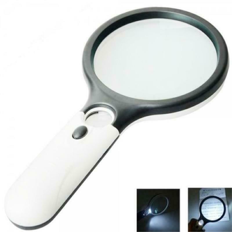 Handheld 45X Magnifier Reading Magnifying Glass Jewelry Loupe With 3 LED Light