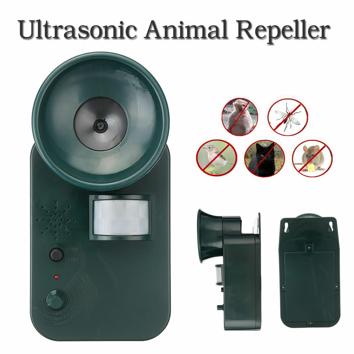 Garden Ultrasonic Cat Dog Mouse Battery Operated Pest Repeller Scarer Deterrent