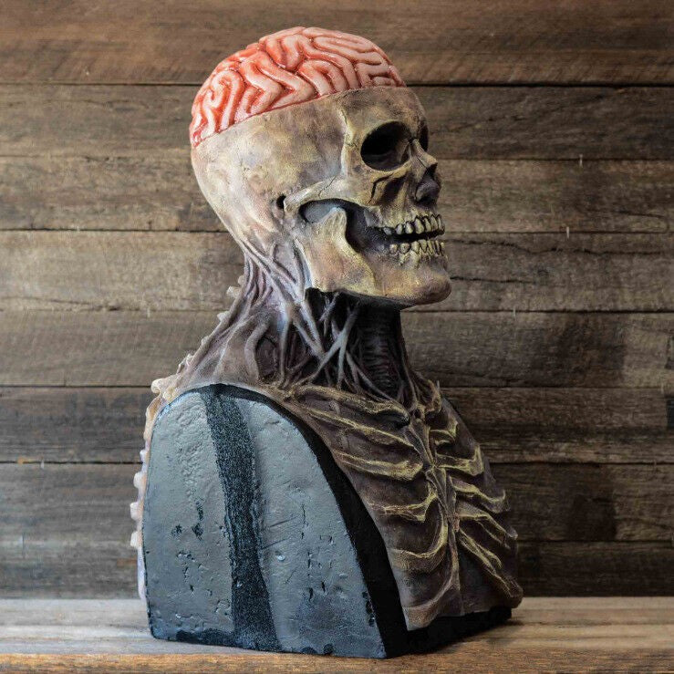 Halloween Party Scary Brain Moving Jaw Latex Full Head Skull Mask Skeleton Cos