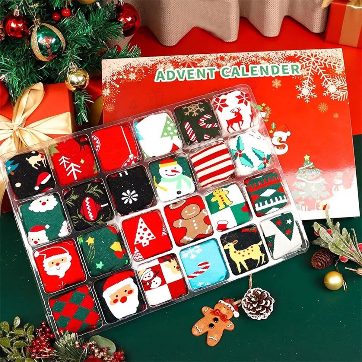 Christmas Sock Advent Calendar Countdown Sock Set for Adults Men Women 12 Pairs