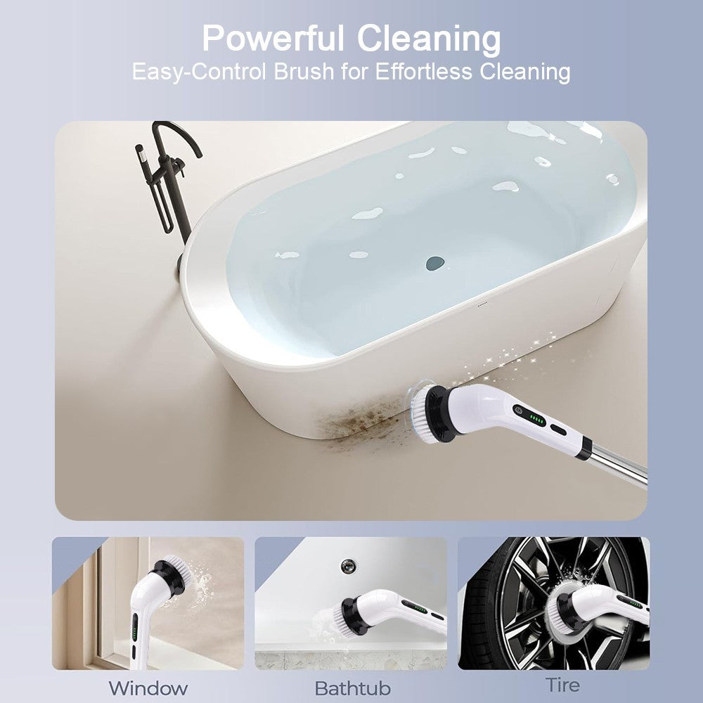 9 in 1 Cordless Spin Scrubber Turbo Scrub Tool Electric Handheld Cleaning Brush