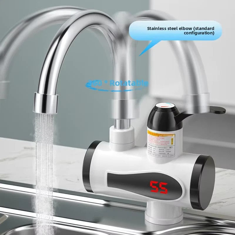 360° LED Electric Heater Faucet Tap Instant Hot Water Bathroom Kitchen Fast Heat