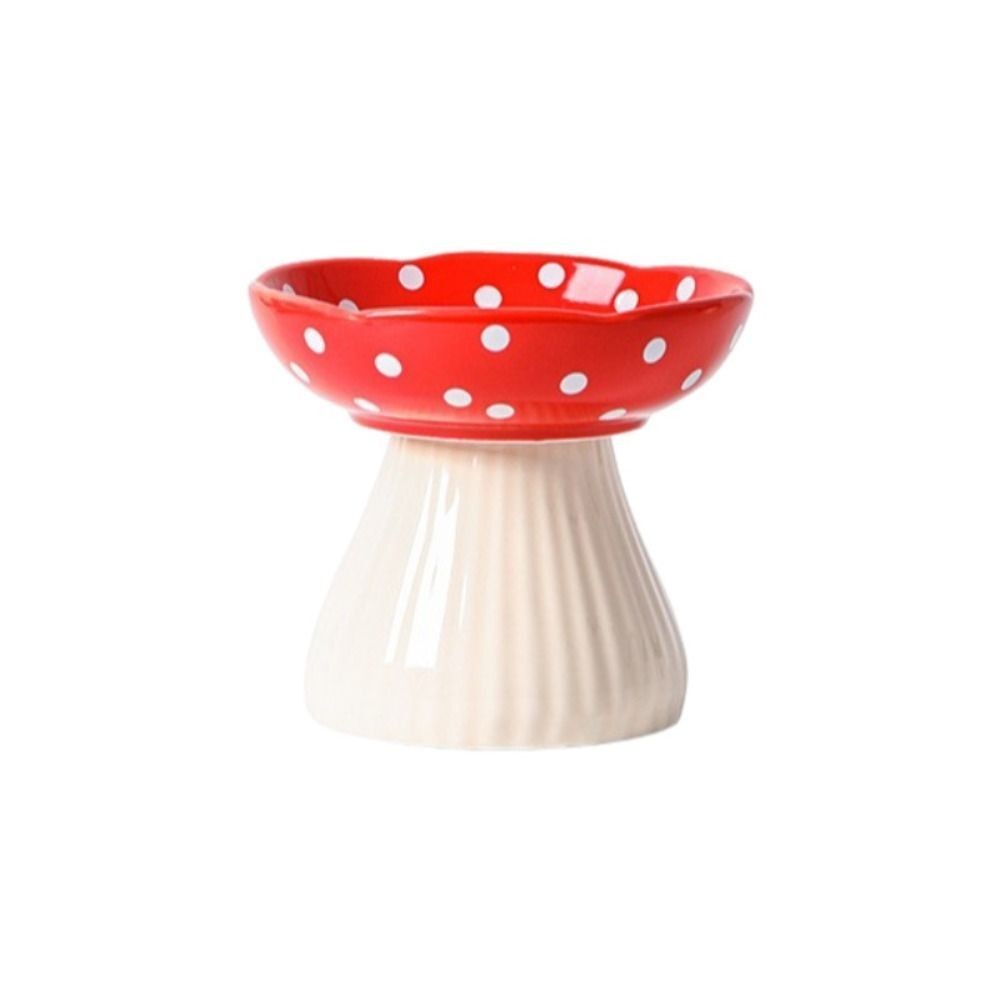 Mushroom Cat Bowl Resin Elevated Shelf, Beard Friendly Raised Cat Food Bowl