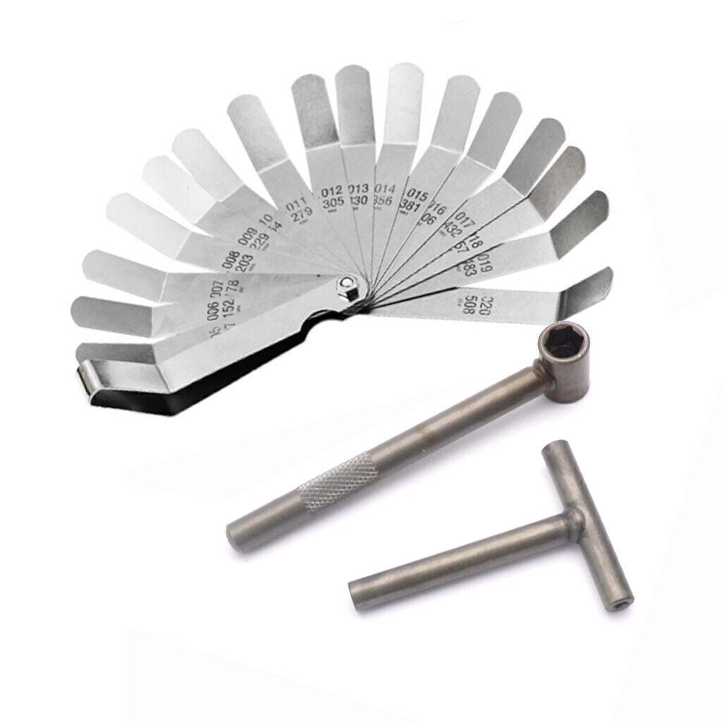 Motorcycle Engine Valve Screw Adjusting Spanner Tool + Feeler Gauge Universal