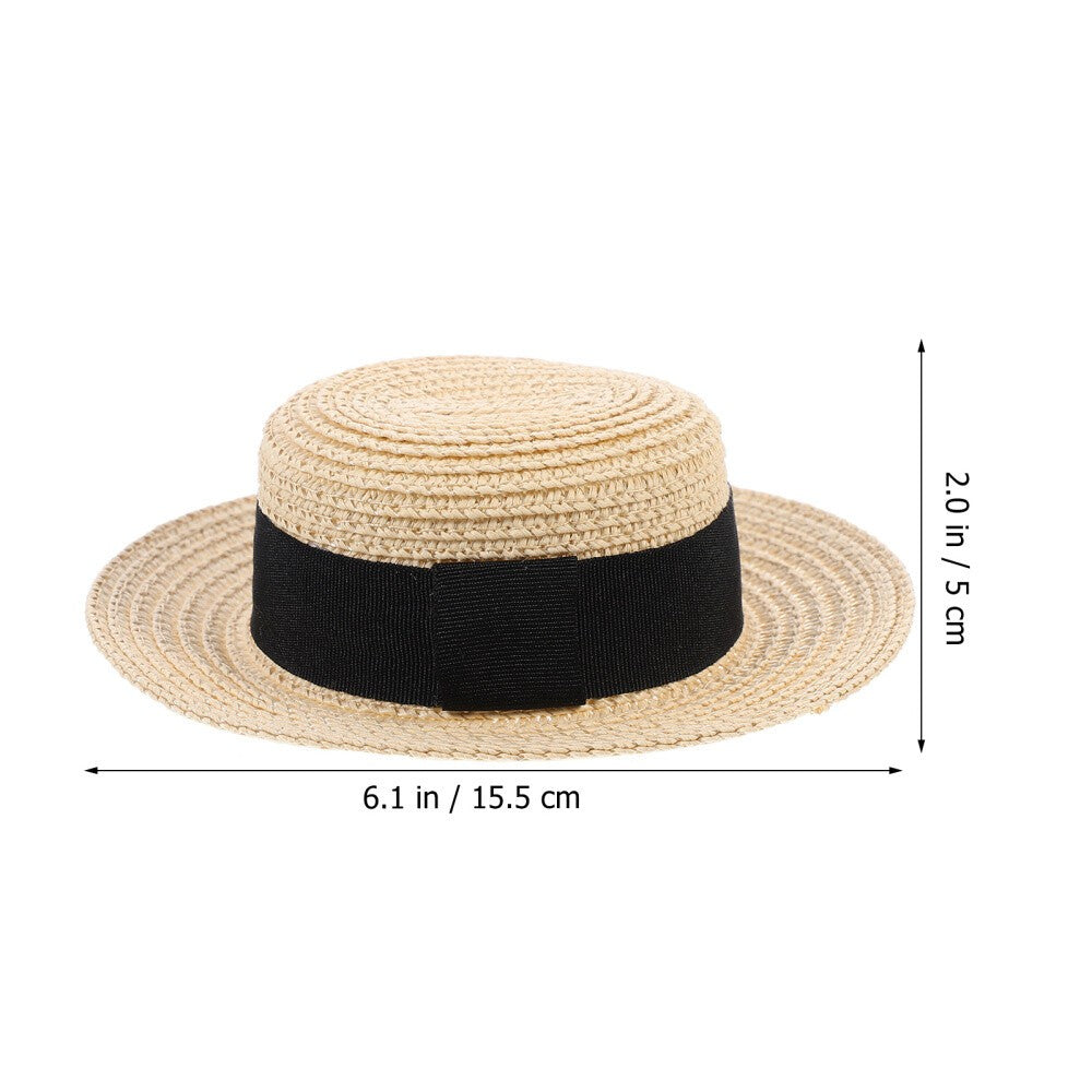1 Pc Hand-woven Straw Hat Doll Clothes Decor Accessory Doll Straw Hat Decor