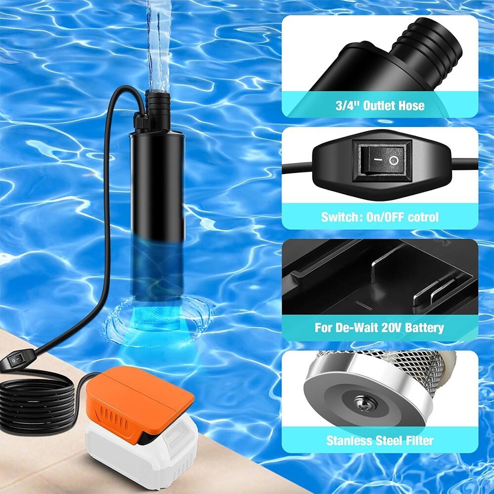 Cordless Oil/Water Pump Water Transfer Pump For Dewalt XR DCB 18V 20V Battery