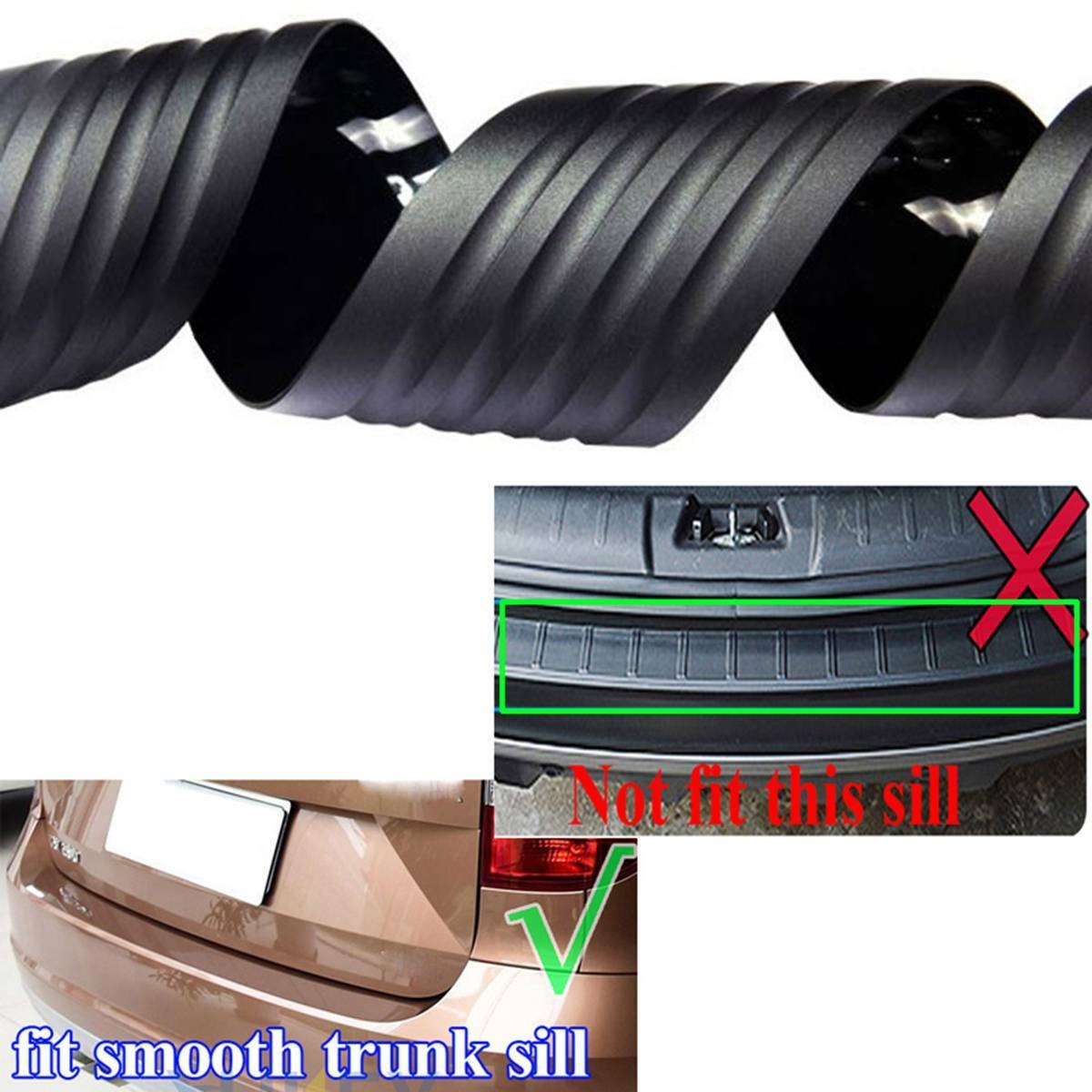 Car Rear Sill Plate Guard Bumper Protector Pad Cover Anti-Scratch Strip Rubber K