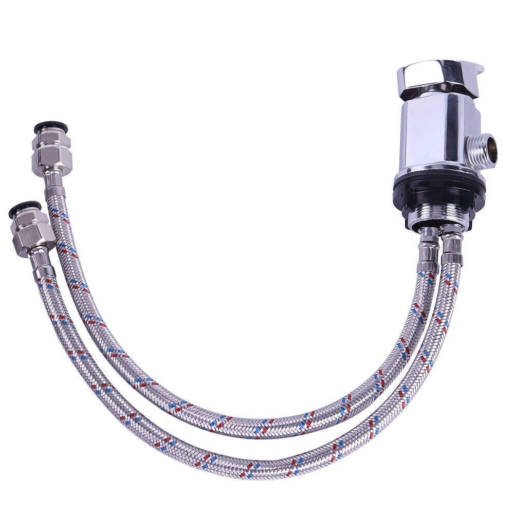Chrome Caravan Shower Mixer Tap Outlet 1/2" with 400mm Push Fit Tails Campervan