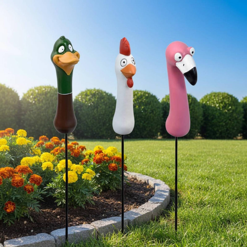 Fauna Head Stake Decor Cute Fauna Sculpture Stake Weather-Resistant for Yard