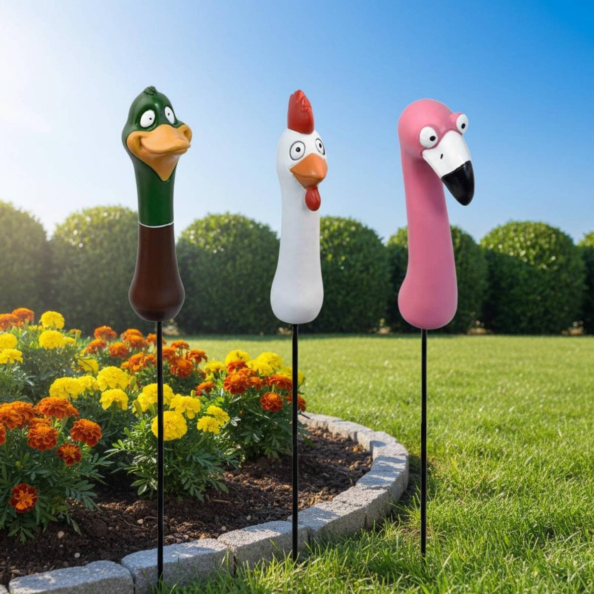 Fauna Head Stake Decor Cute Fauna Sculpture Stake Weather-Resistant for Yard