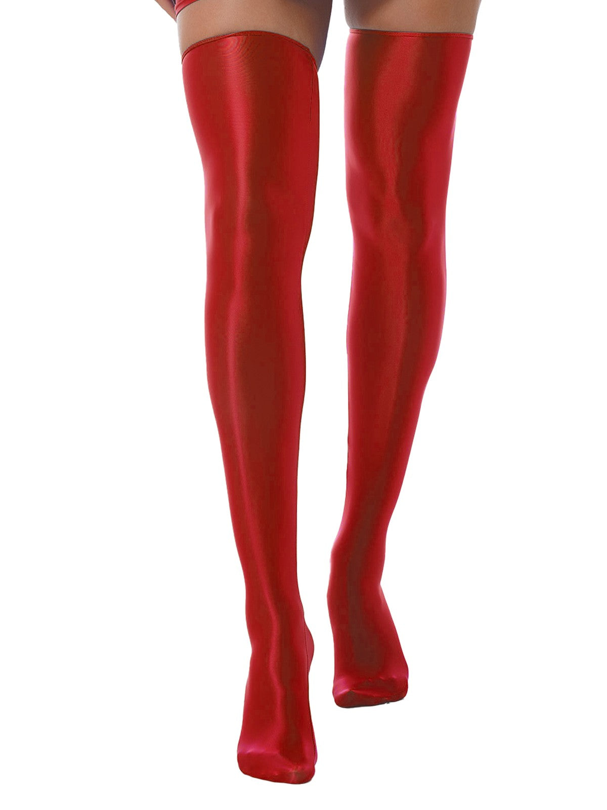 1 Pair Womens Oil Shiny Stockings Stretchy Footed Thigh High Stockings Lingerie