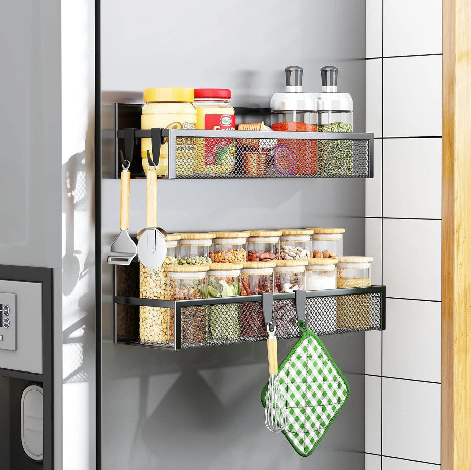 2 Pack Magnetic Kitchen Spice Shelf Refrigerator Storage Rack Holder