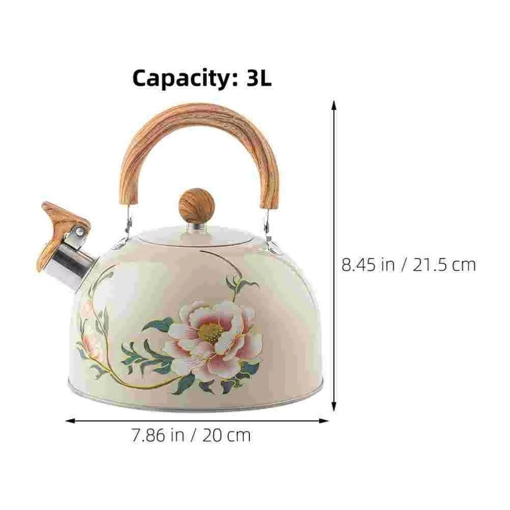3L Stainless Steel Whistling Kettle Teapot Gas Induction Cooker Compatible