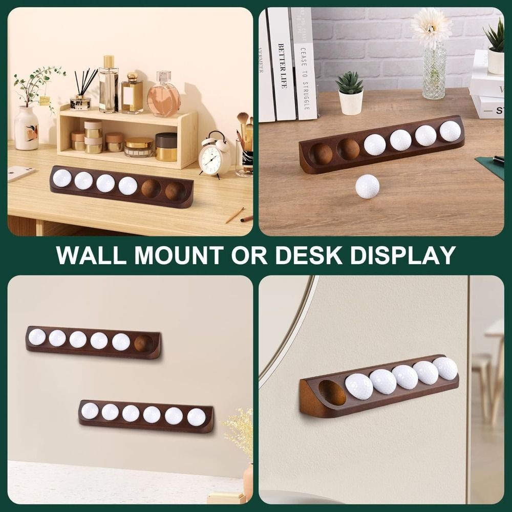 Wooden Golf Ball Display Case 6 Grids Can Wall Mount Golf Ball Stand Holder
