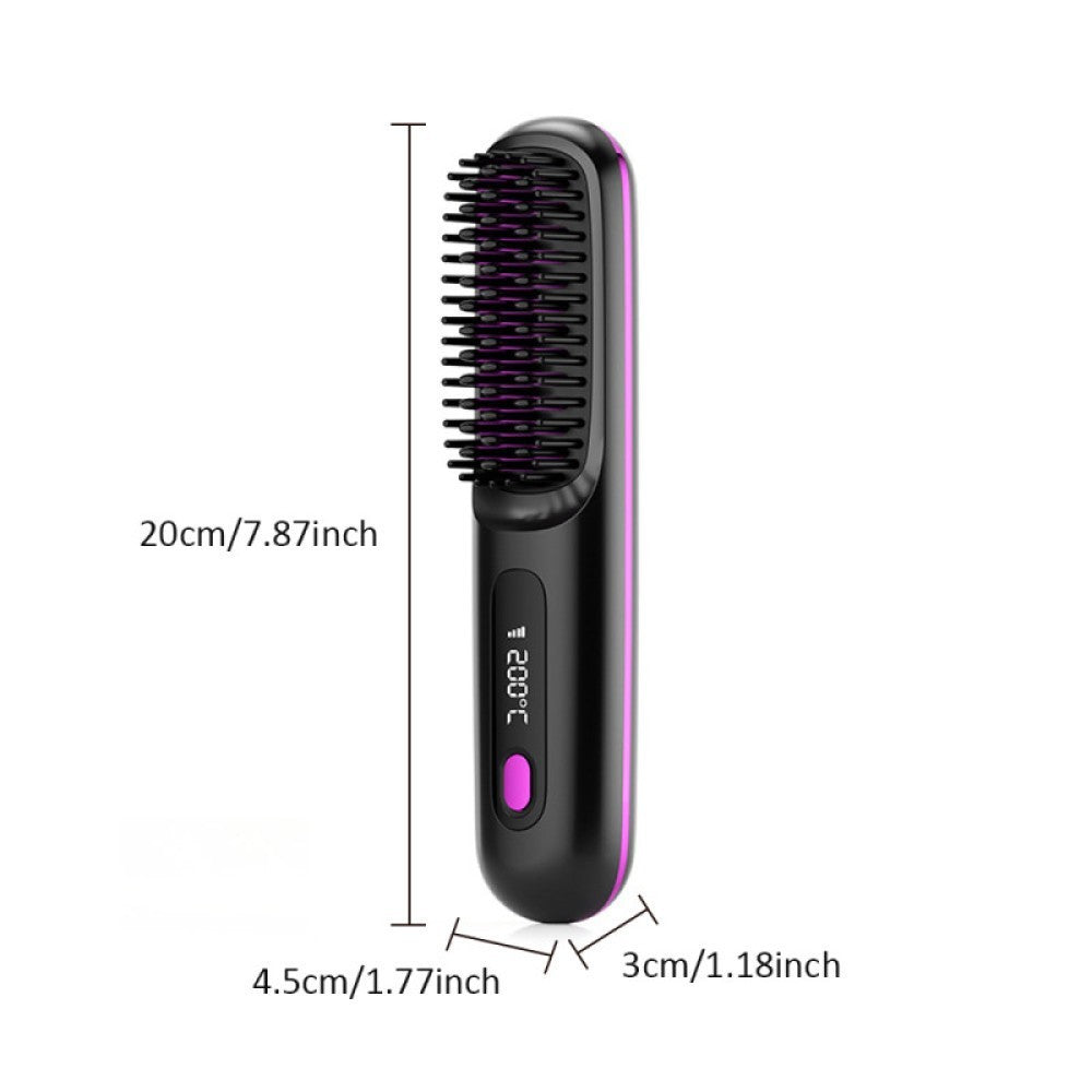 Go Brush Pro, Cordless Hair Straightener Comb, Ionic Heated Hair Brush, Ceramic~
