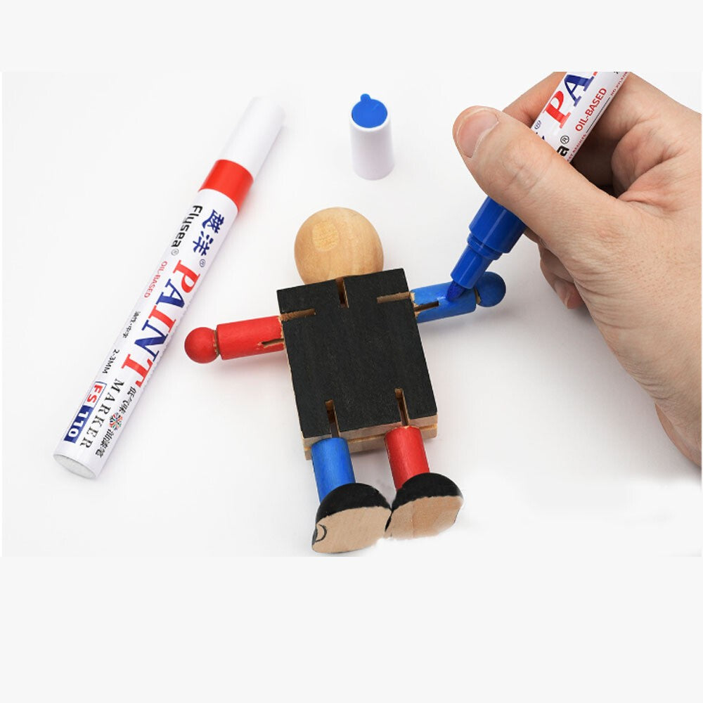 5*White Permanent Oil Based Paint Pen Car Bike Tyre Tire Metal Marker Waterproof