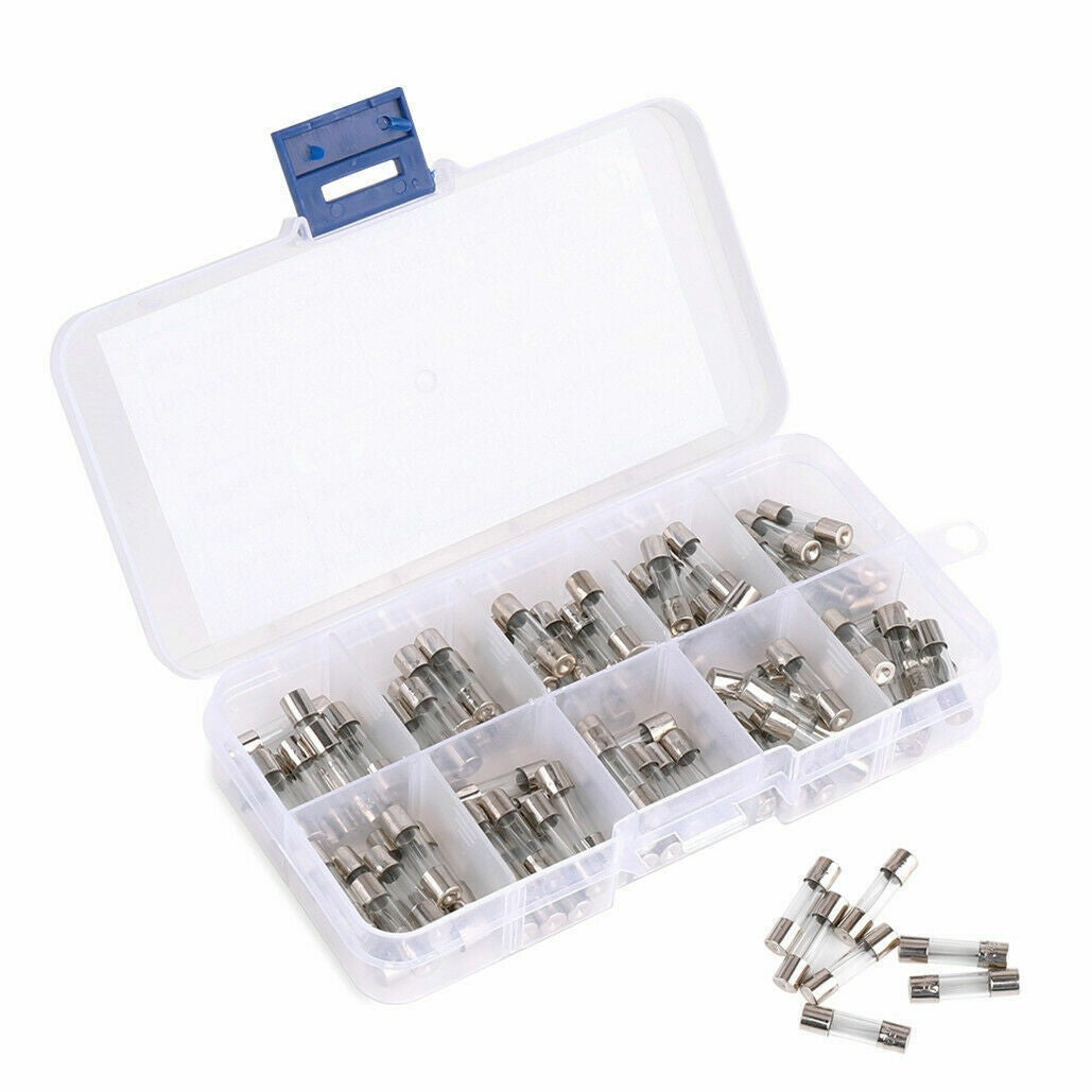 100PCS 5x20mm Quick Blow Glass Tube Fuse Assorted Kits Fast Action Glass Fuses
