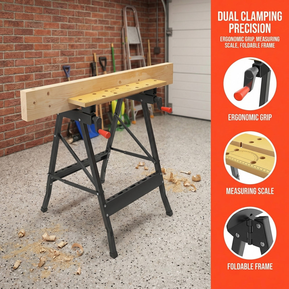 Foldable Workbench Bench Heavy Duty Portable Work Table for Garage Workshop DIY