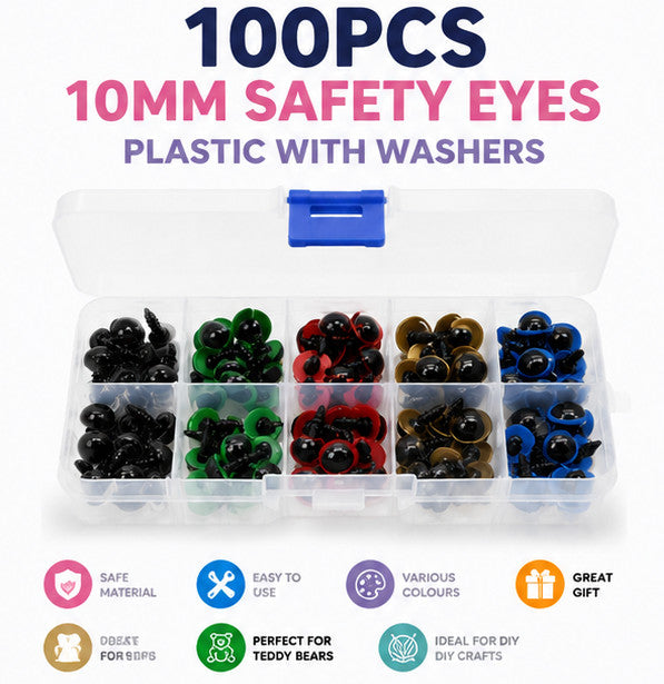 100Pcs Plastic Safety Eyes Soft Toys Teddy Bear Doll Animal Making Craft Screw