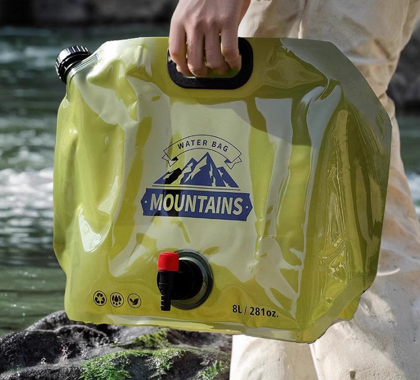 8L Water Container Bag With Tap Folding Water Storage Carrier for Camping Hiking
