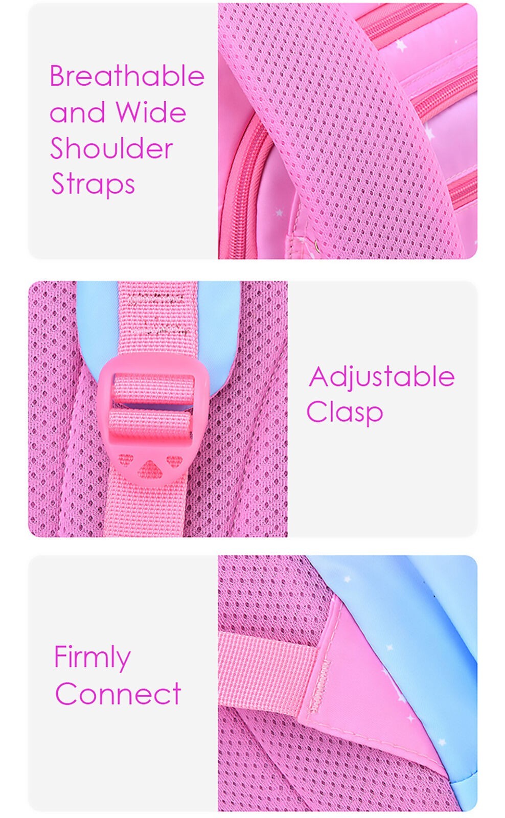 Kids Girls School Backpack Pink Cute Waterproof Bag Primary Teen Child Schoolbag