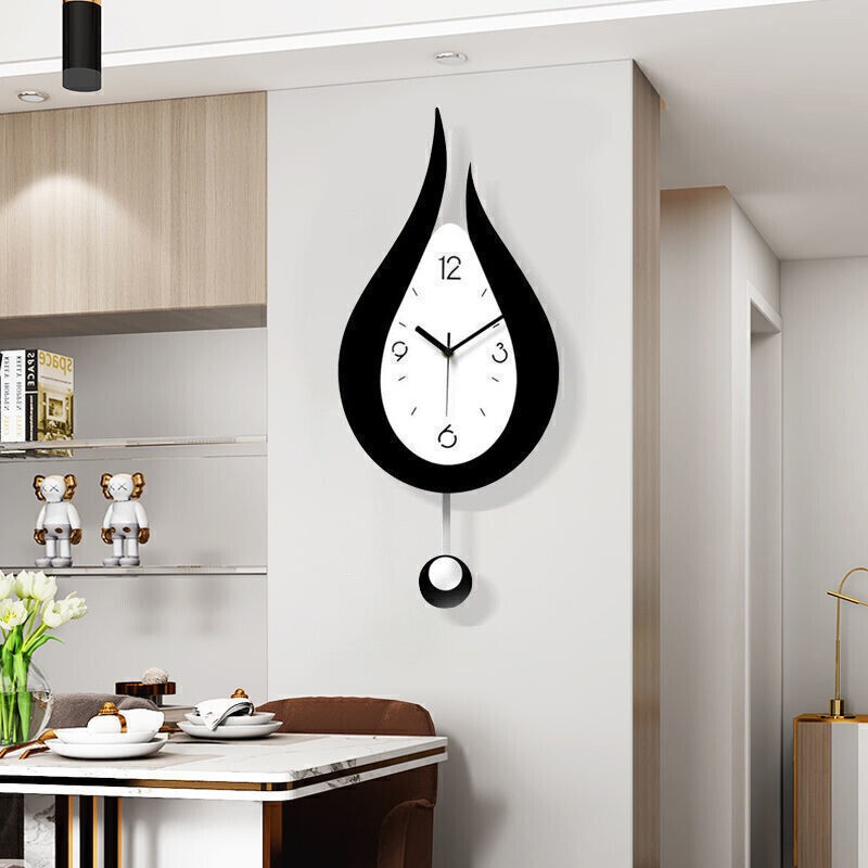 Silent Acrylic Wall Clock Waterdrop Pendulum Design Modern Home Decoration
