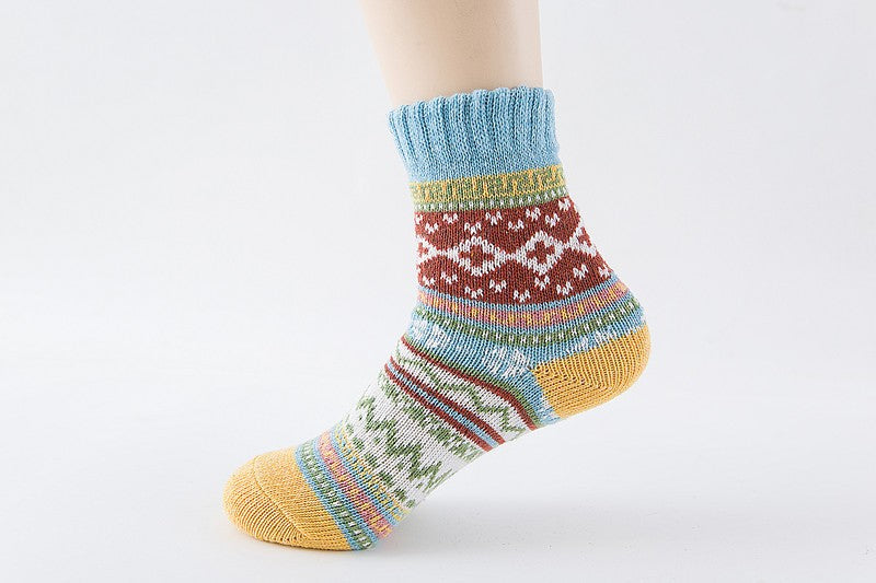 5 Pairs Women Wool Cashmere Warm Soft Thick Casual Multicolor Winter Socks Lot