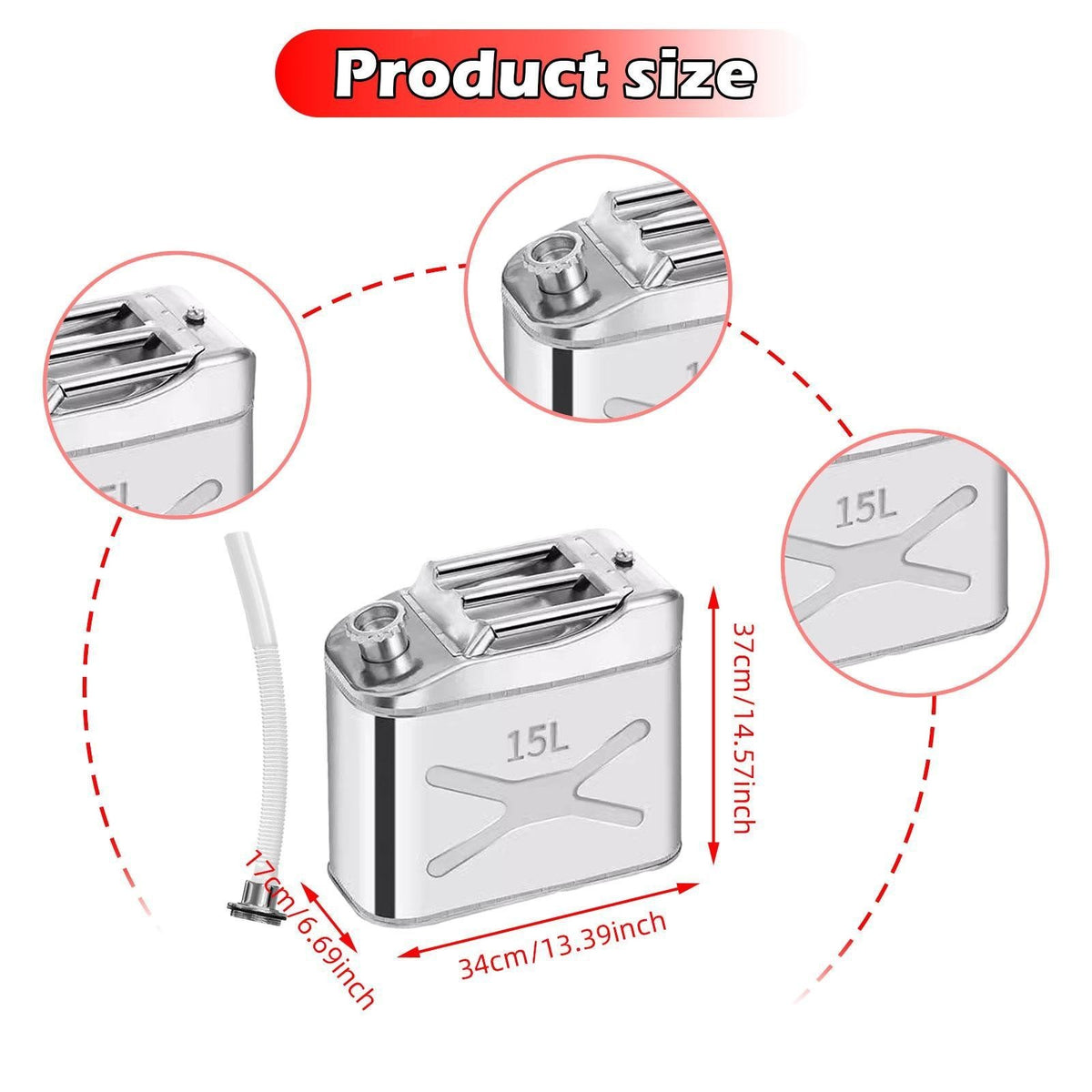 Water Container Heavy Duty for Camping Outdoors Stainless Steel Portable 15L