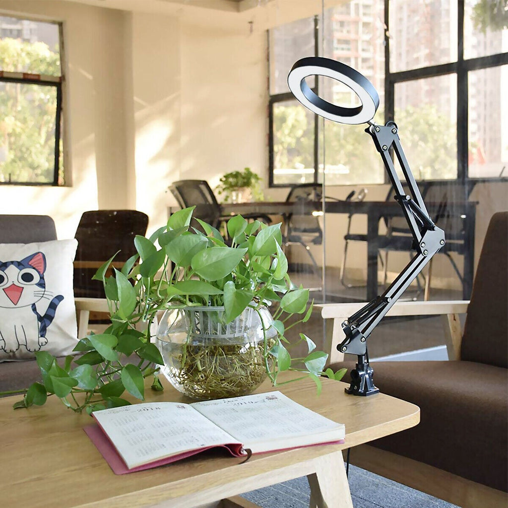10X Magnifier Glass LED Desk Lamp With Light Stand Clamp Beauty Magnifying Lamp