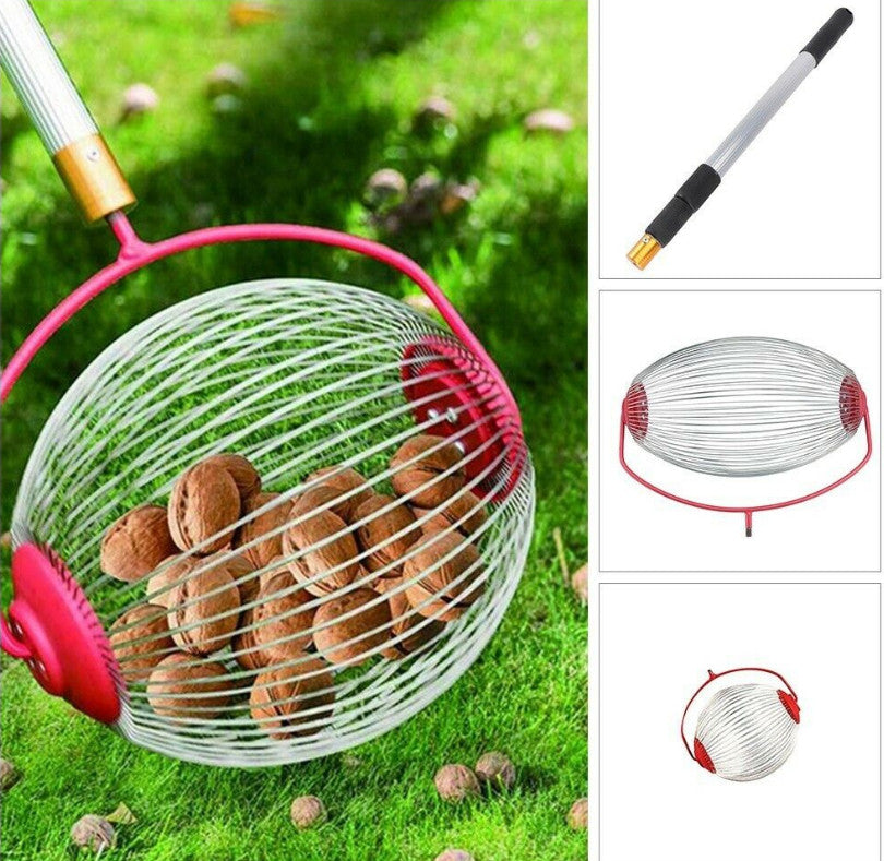 Fruit Picker Harvester Roller Aluminum Alloy Garden Retractable Nut Collector