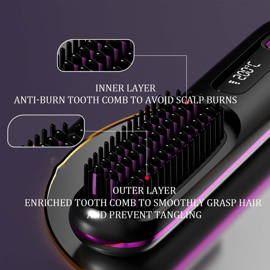 Glow Wave Heated Brush 2025 - USB Charging 3 Heat Settings for Short Hair