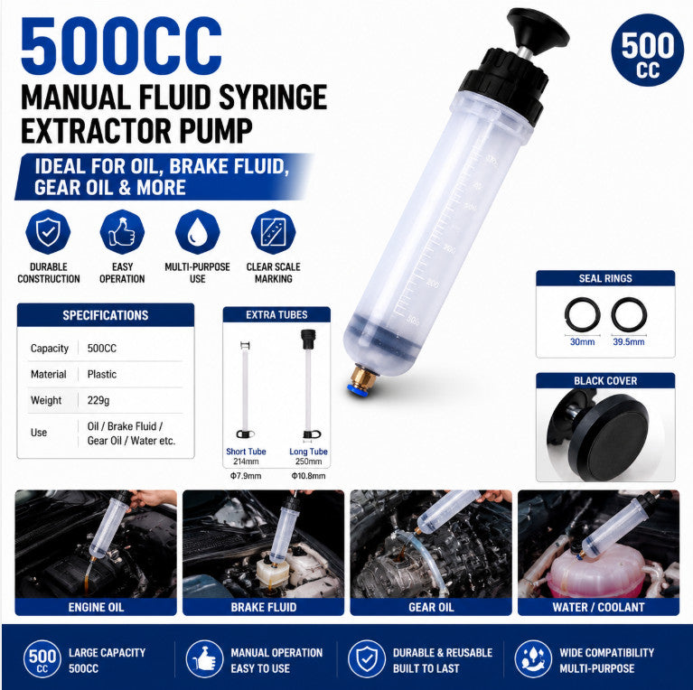Manual Fluid Syringe Extractor 500cc Car Oil Transfer Suction Pump
