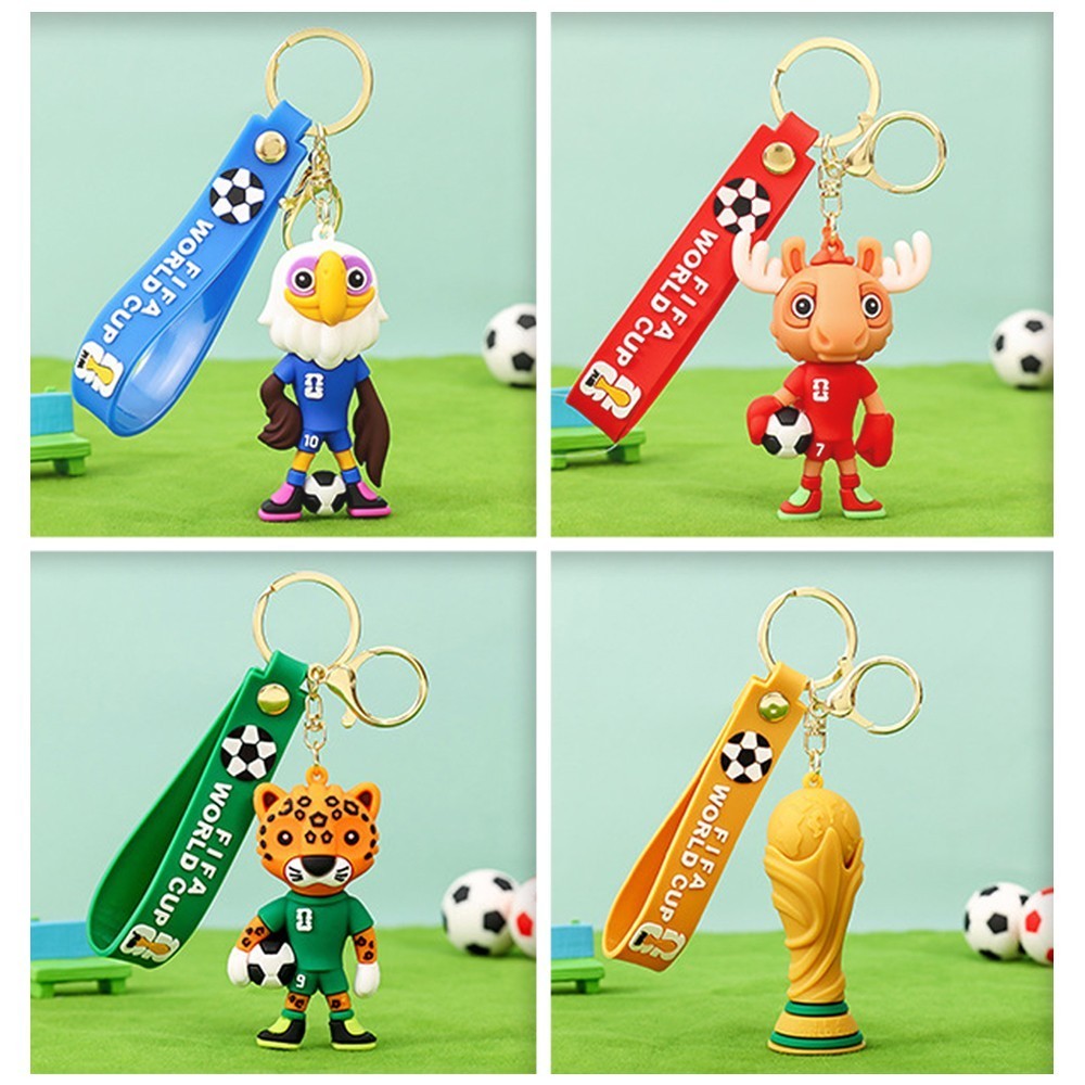 4 Pack Mascot 2026 World Cup Keychain Football Keychain Mascot Memorabilia