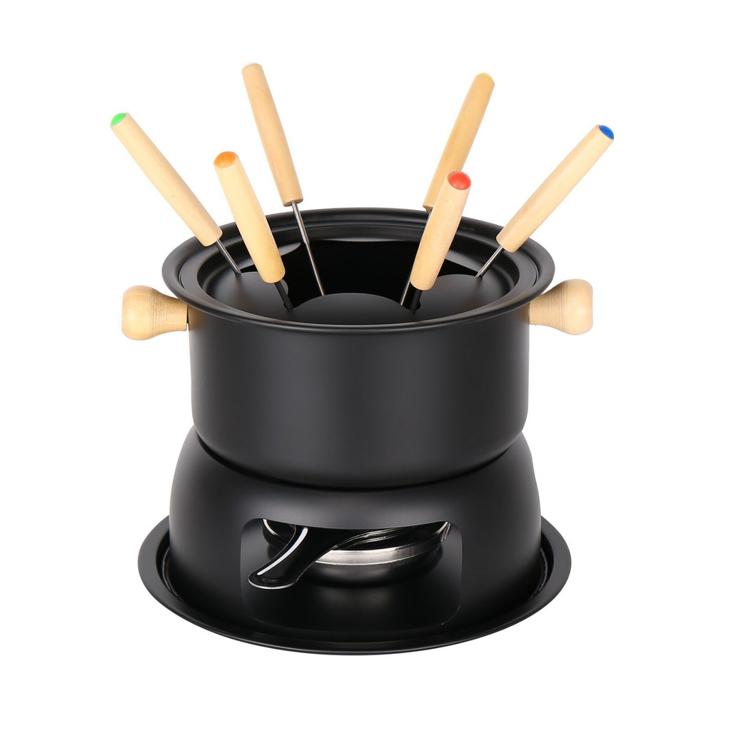 6 Person Chocolate Or Cheese Deluxe Fondue Set Melting Pot with 6 Forks