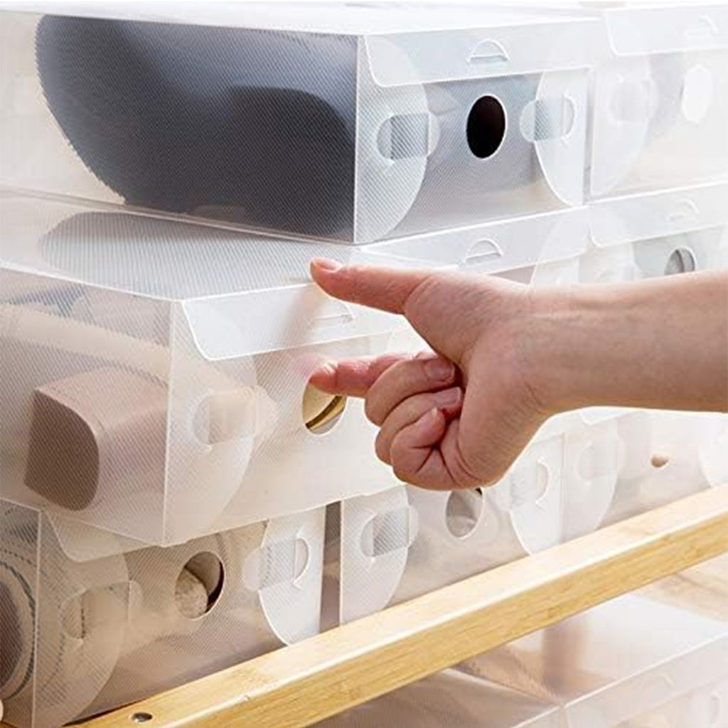22PCS Clear Plastic Shoe Storage Boxes Stackable Foldable Durable Shoe Organiser