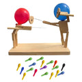 2 Players Balloon Bamboo Man Battle Handmade Wooden Fencing Puppets Party Games