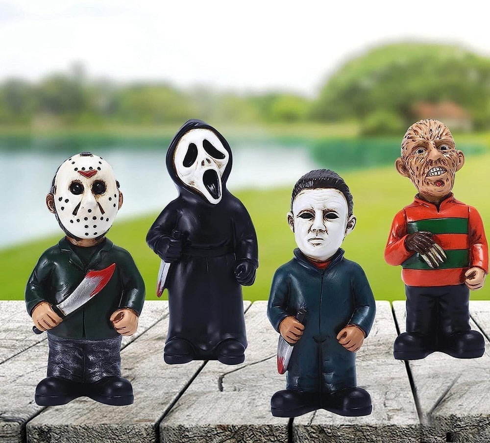 Horror Movie Garden Gnomes Nightmares Michael Myers Jason Statues Gift UK