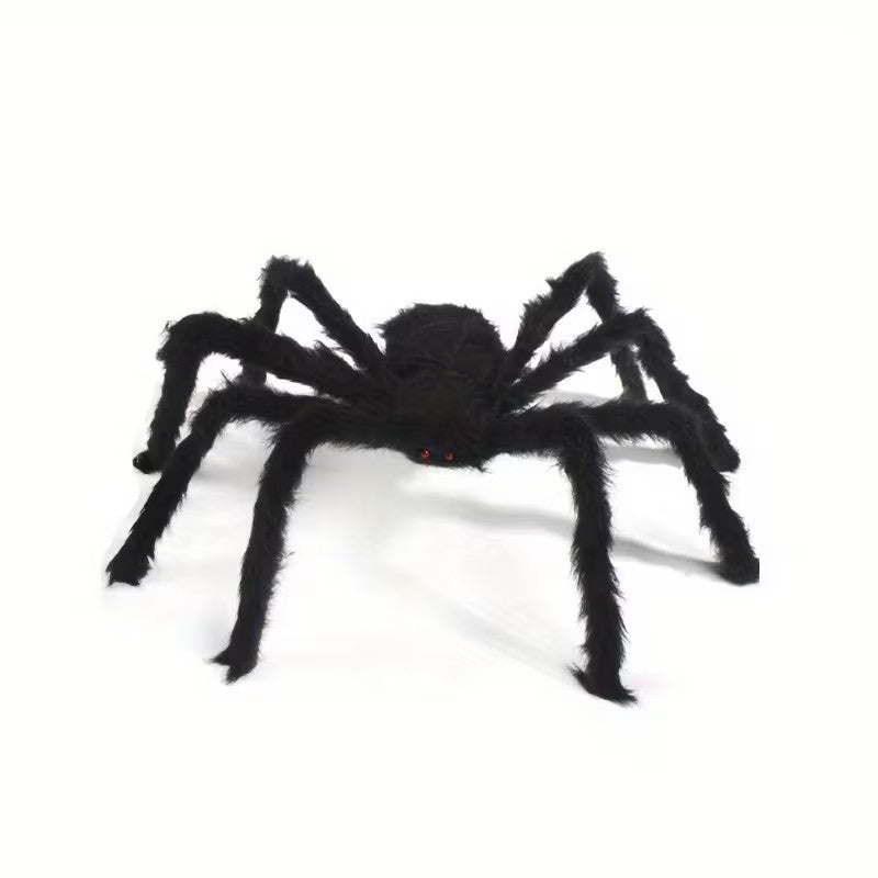 Halloween Giant Plush Spider Decoration Scary Black Hairy Spider Prop 30-200cm