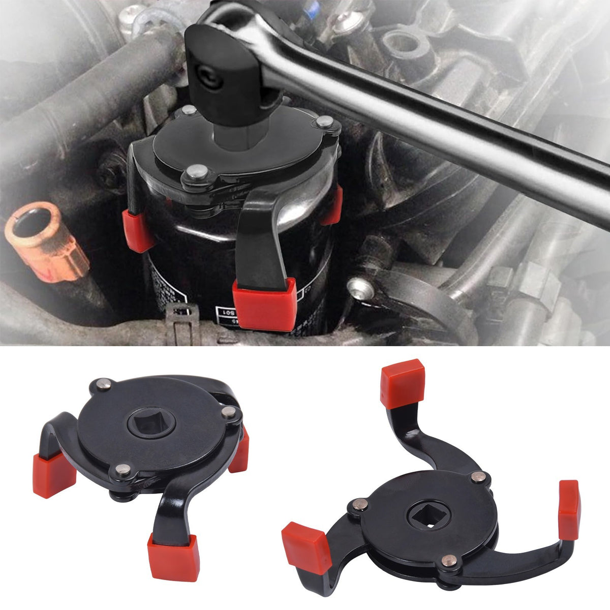 3 Jaw Oil Filter Wrench Oil Filter Removal Tool Non-slip Adjustable Universal